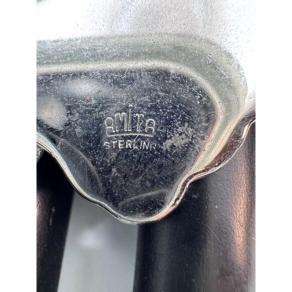 Vintage Amita Japanese Damascene Butterfly Pagoda Scene Sterling Silver Brooch - Picture 4 of 7